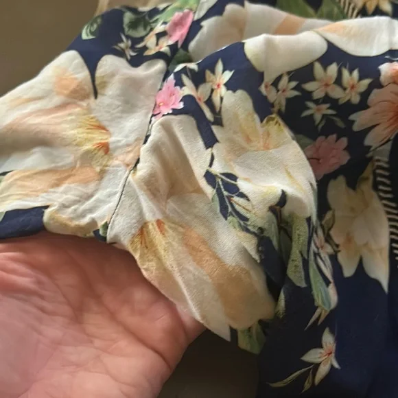 Anthropologie Farm Floral Blue and White Bell Sleeve Wrap Dress - Picture 5 of 8